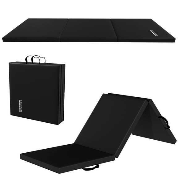 Sprint Demon Folding Exercise Mat, 2ft x 6ft Three Fold Exercise Mat with Carrying Handles for Yoga, MMA, Gymnastics and Home Gym Protective Flooring, 2-inch Thick, Black
