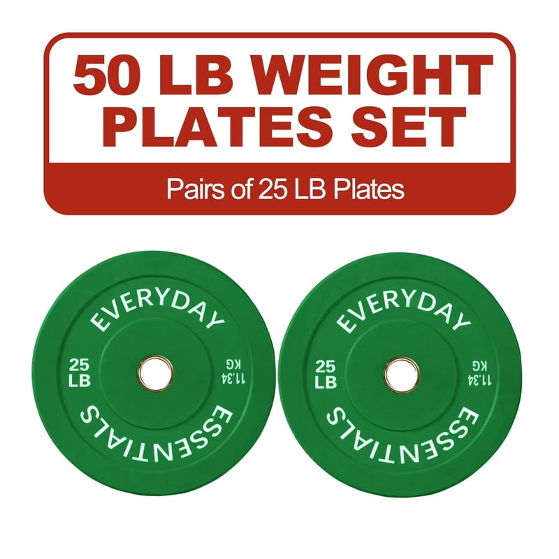 Sprint Demon Olympic Bumper Plates, 2-Inch Solid Rubber Weight Plates for Home Gym and Strength Training, 25 LB Pair, Green