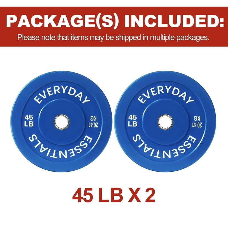 Sprint Demon Olympic Bumper Plates, 2-Inch Solid Rubber Weight Plates for Home Gym and Strength Training, 45 LB Pair, Blue