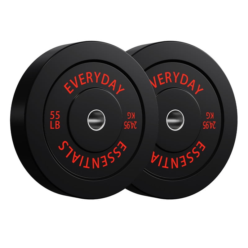 Sprint Demon Olympic Bumper Plates, 2-Inch Solid Rubber Weight Plates for Home Gym and Strength Training, 55 LB Pair, Black