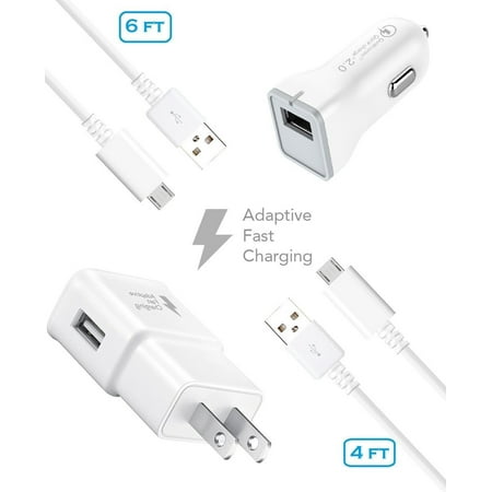 Sprint Huawei Ascend Y530 Charger Fast Micro USB 2.0 Cable Kit by Ixir - (Fast Wall Charger + Fast Car Charger + 2 Cable)