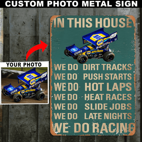 Sprint car Racing Personalized Printed Metal Sign, Sprint car Racing Custom Photo sign, Sprint car Racing Home Garage Decor Xmas gift (BK498)