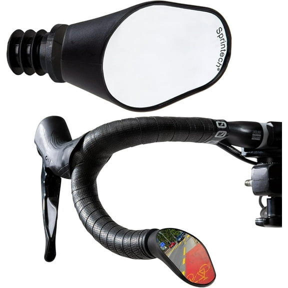 Sprintech Swiss-Made Convex Chrome-Plated Bike Mirror for Drop Bars,Black, XL