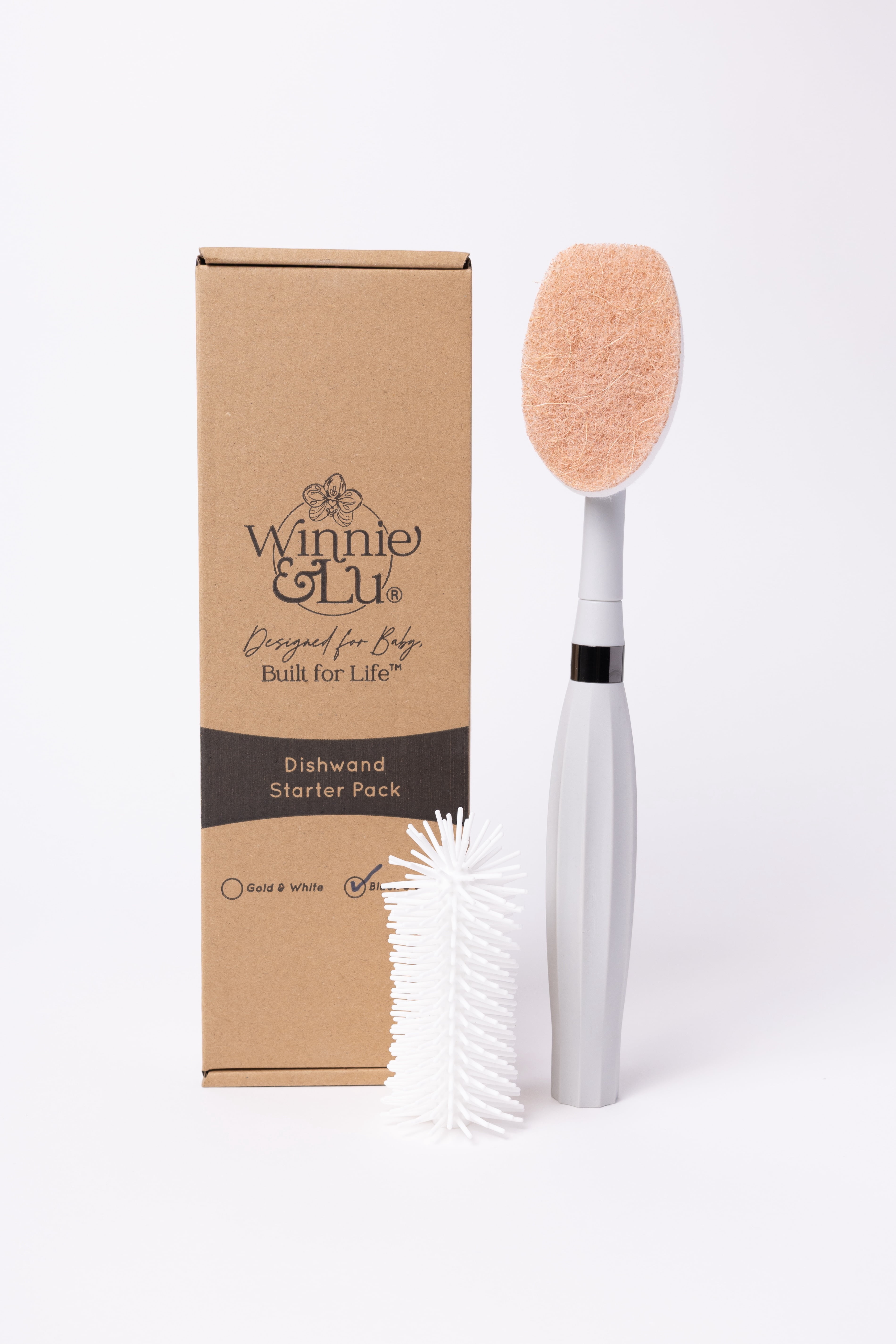 Winnie & Lu Spristle Wand Starter Set – Silicone Handle Bottle Brush & Plastic-Free Sponge, Eco-Friendly