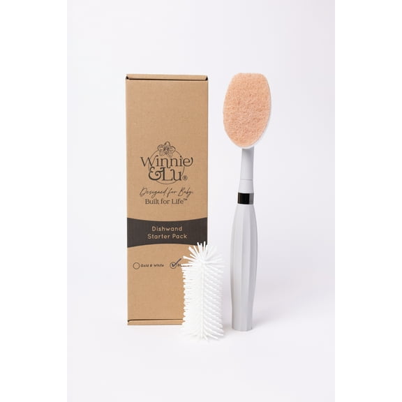 Winnie & Lu Spristle Wand Starter Set – Silicone Handle Bottle Brush & Plastic-Free Sponge, Eco-Friendly