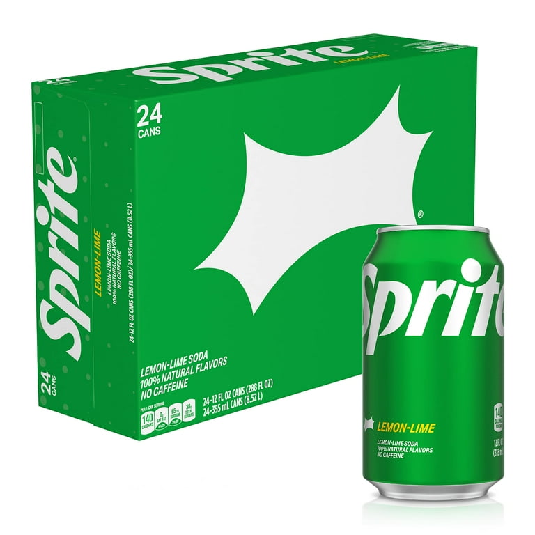 Sprite, 12 Fl Oz Cans, 24 Pack, Clear Lemon-Lime Soda, Refreshing