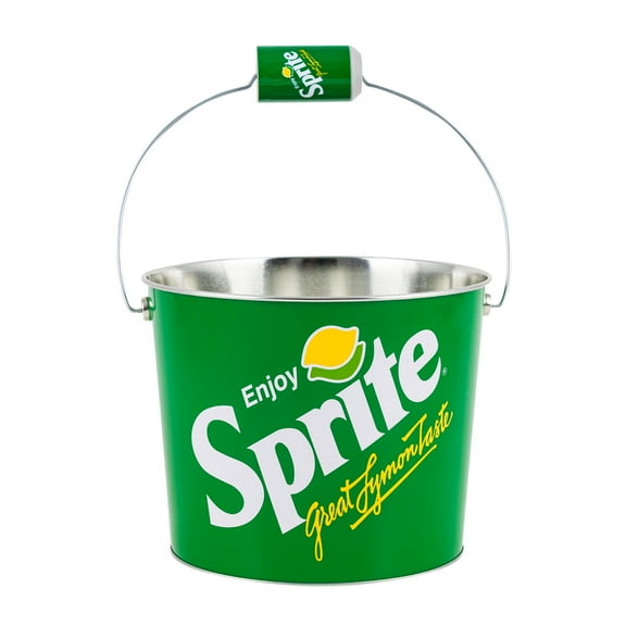 Sprite Beverage Bucket with Grip Handle  Green Metal Party Drink Tub, Ice Bucket