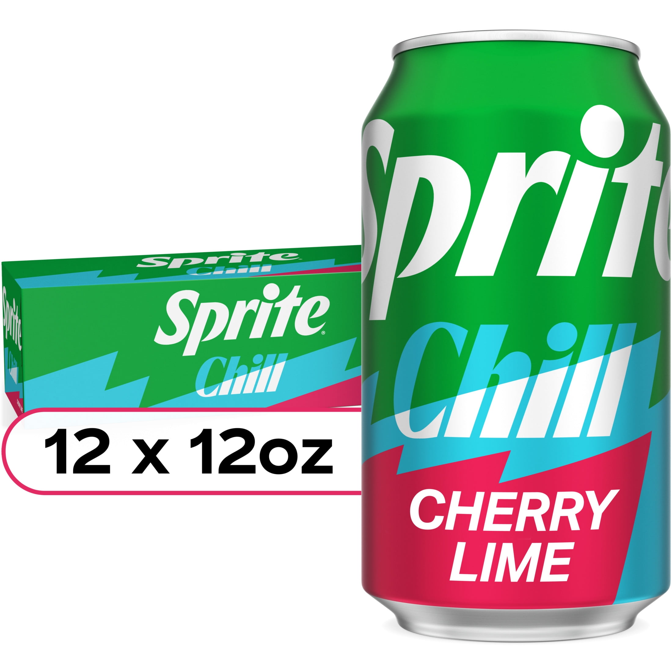 Sprite Chill Cherry Lime Natural Flavor Soda Soft Drink Cans, 12 fl oz, 12 Pack