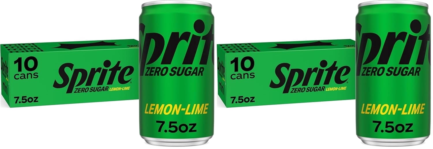Sprite Diet Zero Sugar Lemon Lime Mini Soda Pop Soft Drink, 7.5 fl oz, 10 Pack Cans