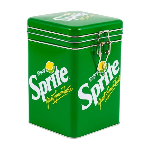 Sprite Enjoy Food Container Large Rectangular All Metal Locking Cookie Jar Metal Canister 7" H 29.8oz/881ml