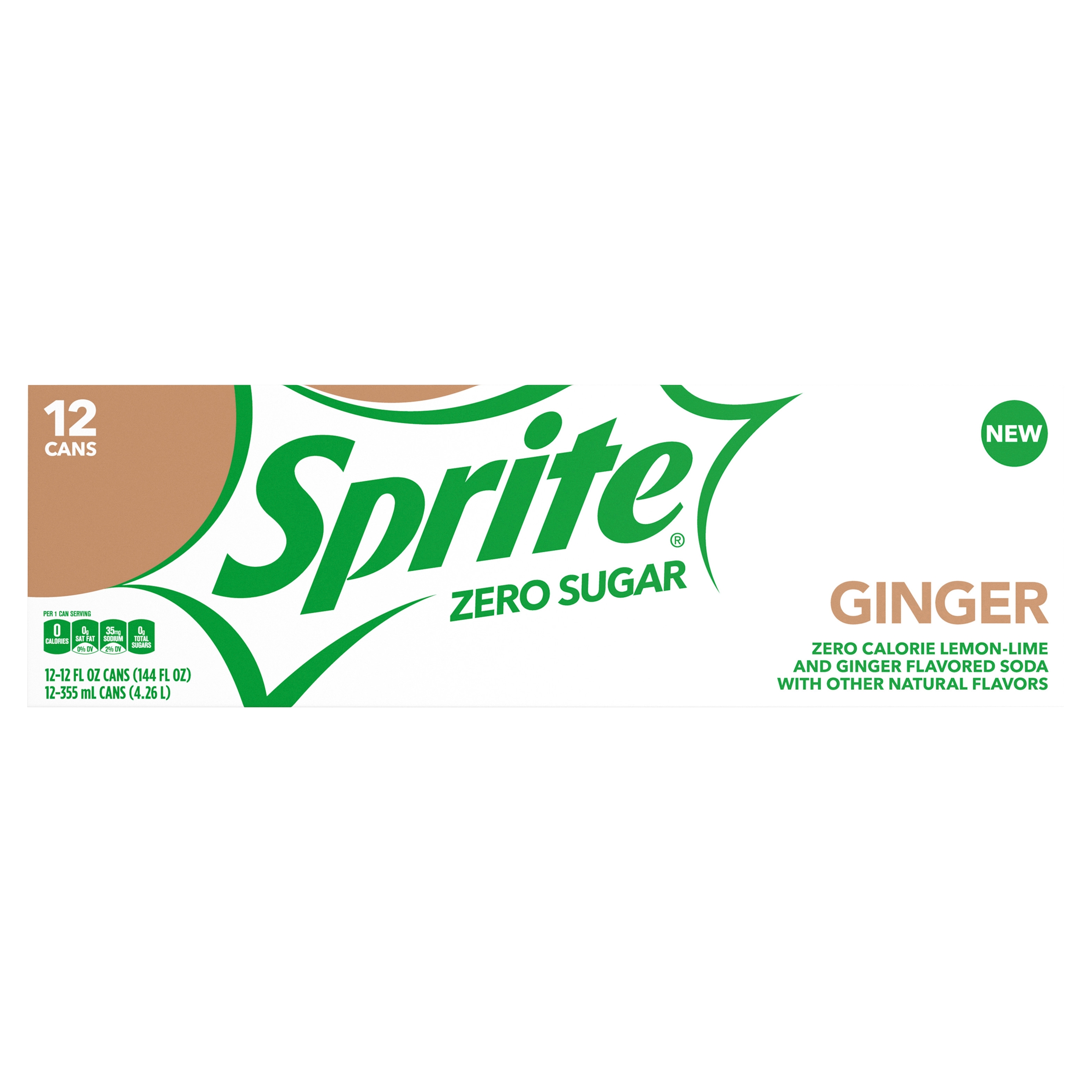 Sprite Ginger Zero Sugar Fridge Pack Cans, 12 fl oz, 12 Pack - image 1 of 8