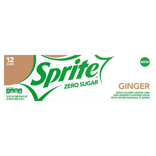 Sprite Ginger Zero Sugar Fridge Pack Cans, 12 fl oz, 12 Pack