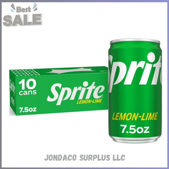 Sprite Lemon Lime Mini Soda Pop Soft Drink, 7.5 fl oz, 10 Pack Cans