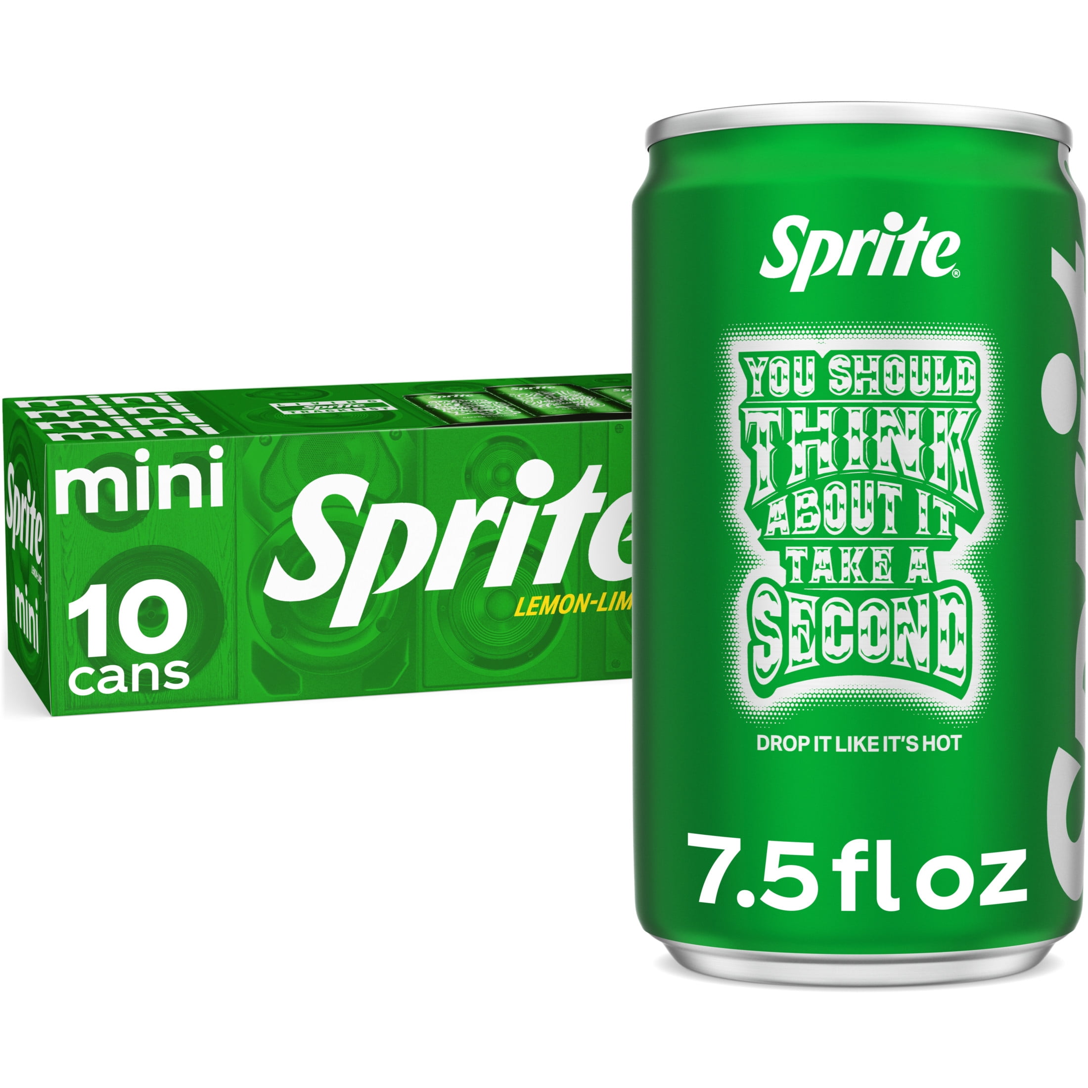Sprite Lemon-Lime Caffeine Free Soda Pop Fridge Pack Mini Cans, 7.5 fl oz, 10 Pack