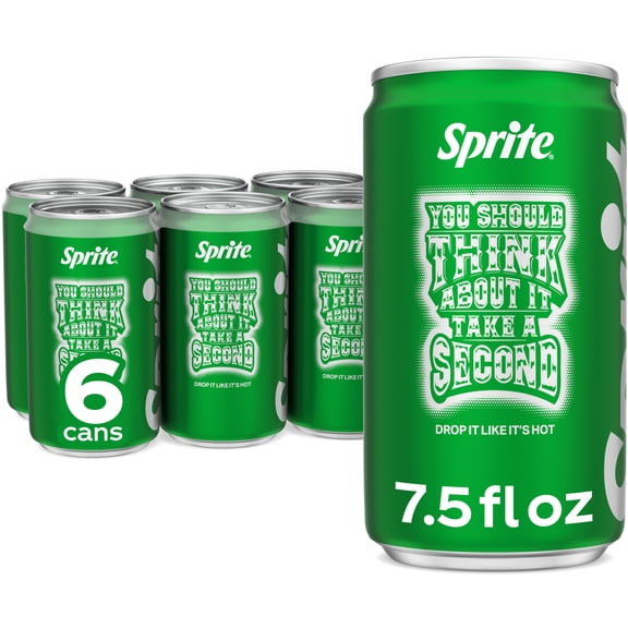 Sprite Lemon-Lime Caffeine Free Soda Pop Mini Cans, 7.5 fl oz, 6 Pack