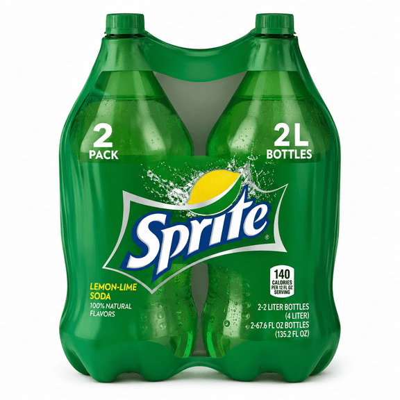 Sprite Lemon-Lime Soda, 2 Liter Bottles, Pack of 2