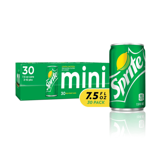 Sprite Lemon Lime Soda Mini Cans, 7.5 fl oz, 30 Pack (3  10 Pack Sets) Refreshing Citrus Soft Drink
