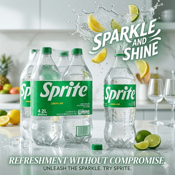 Sprite Lemon Lime Soda Soft Drink, 2 Liter Bottles, 4 Pack