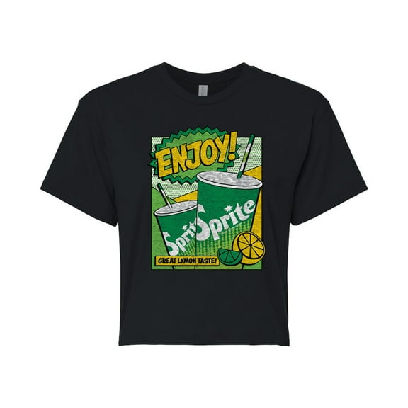 Sprite - Pop Art - Juniors Cropped Cotton Blend T-Shirt
