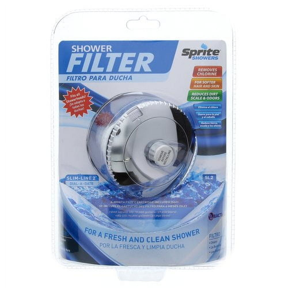 Slim-Line Chrome Universal Shower Filter with Replaceable Cartridge
