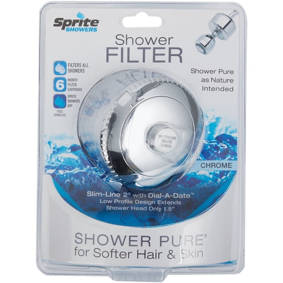Sprite Industries Slim-Line 2 Universal Shower Filter Chrome - Slim Design - 1.5 Pounds