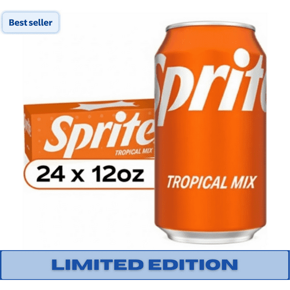 Sprite Tropical Mix Soda, 12 fl oz Cans, 24-Pack