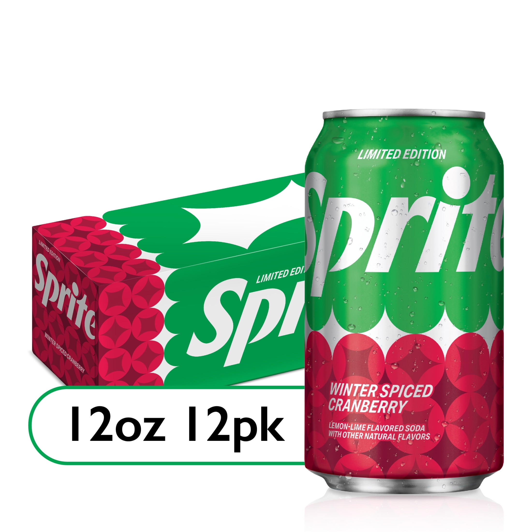 Sprite Winter Spiced Cranberry Soda Pop, 12 fl oz, 12 Pack Cans