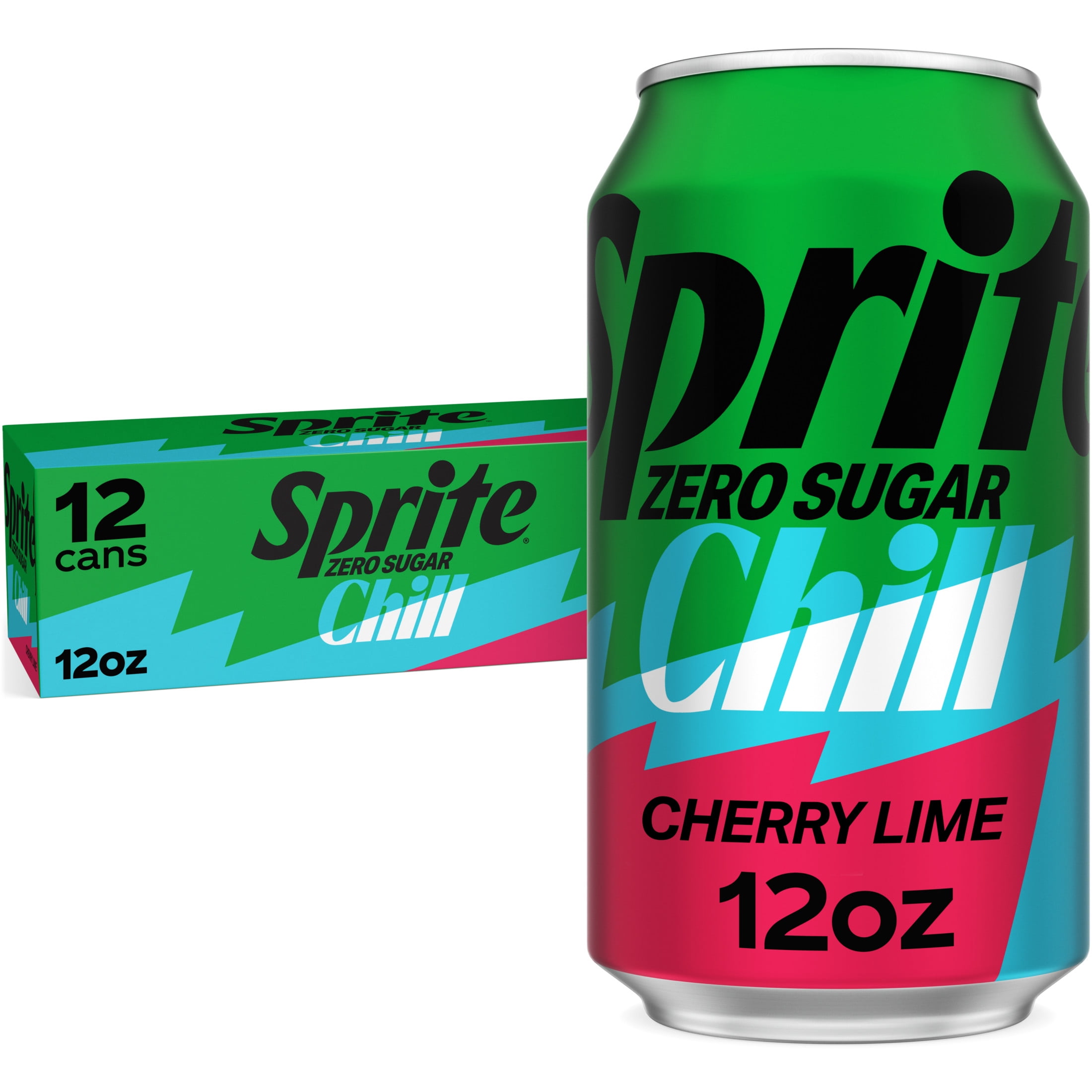 Sprite Chill Zero Sugar Cherry Lime Natural Flavor Soda Soft Drink Cans, 12 fl oz, 12 Pack