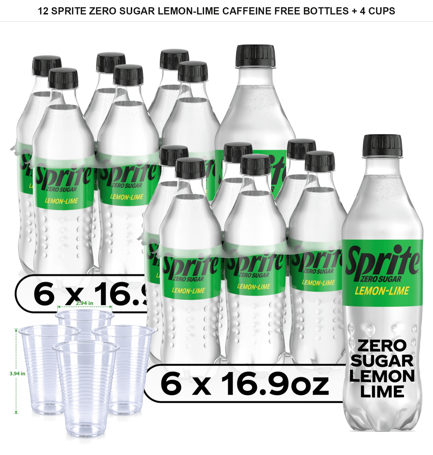 Sprite Zero Sugar Lemon-Lime Caffeine Free Soda, 12 Bottles, 16.9 fl oz ...