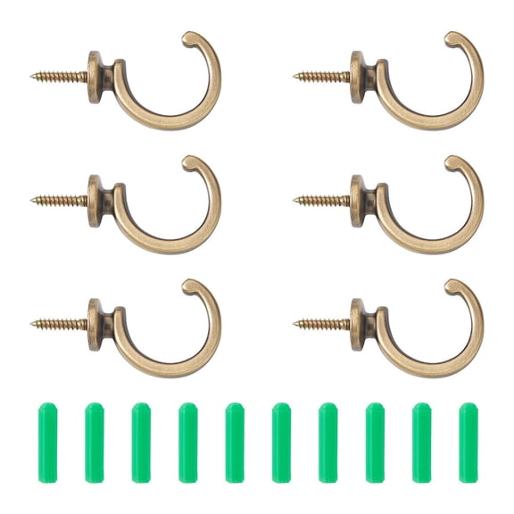 Spritewelry 16Pcs 2 Style Zinc Alloy Hook Hanger C-shaped with Plastic Window Curtain Hooks Antique Bronze 16pcs/bag