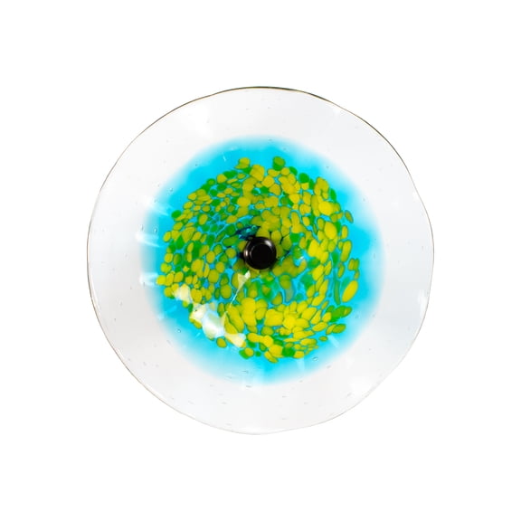 Sprito Flower Hand Blown Art Glass Wall Dcor with Wall Mounting Bracket, 12-Inch Diameter