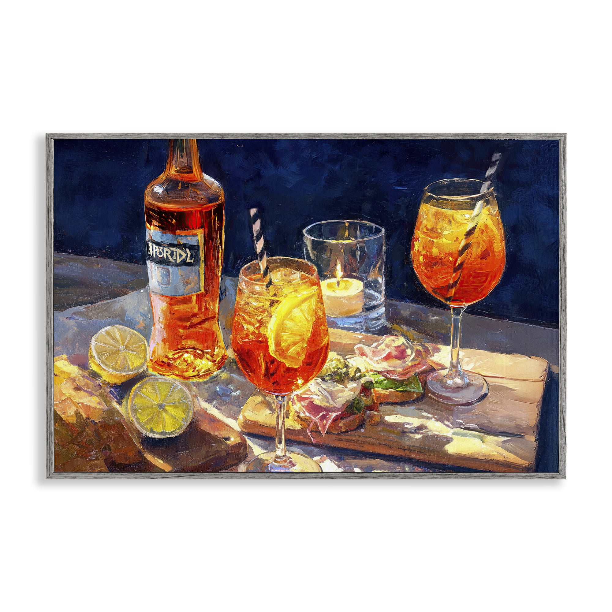 Sprits Table Still Life Gray Framed Giclee Art, design by Ziwei Li