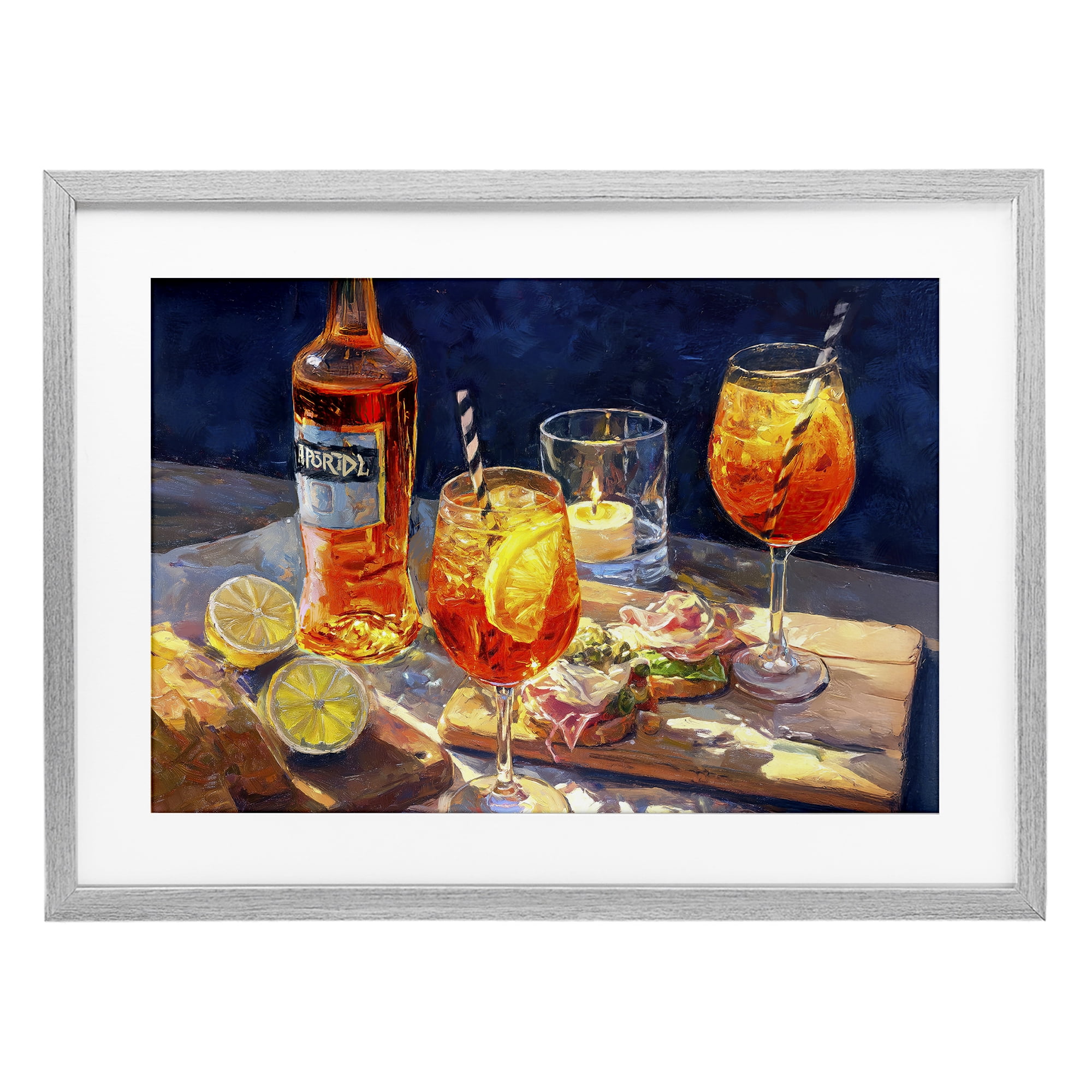 Sprits Table Still Life Gray Framed Print Under Glass, design by Ziwei Li
