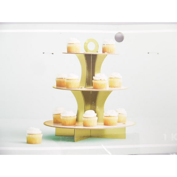Spritz 3-Tier Cupcake Cardboard Decorative Stand - Gold