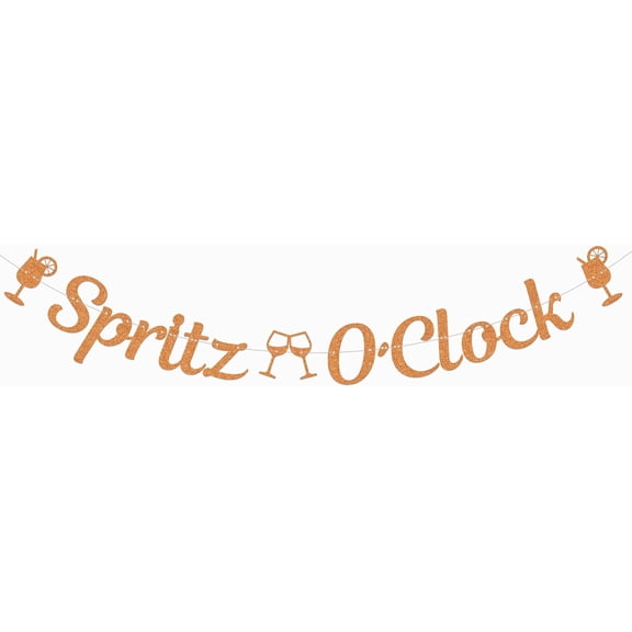 Spritz Birthday Party Decoration - Spritz O’clock Banner - Bridal Shower Bachelorette Wedding Party Decoration Orange Glitter