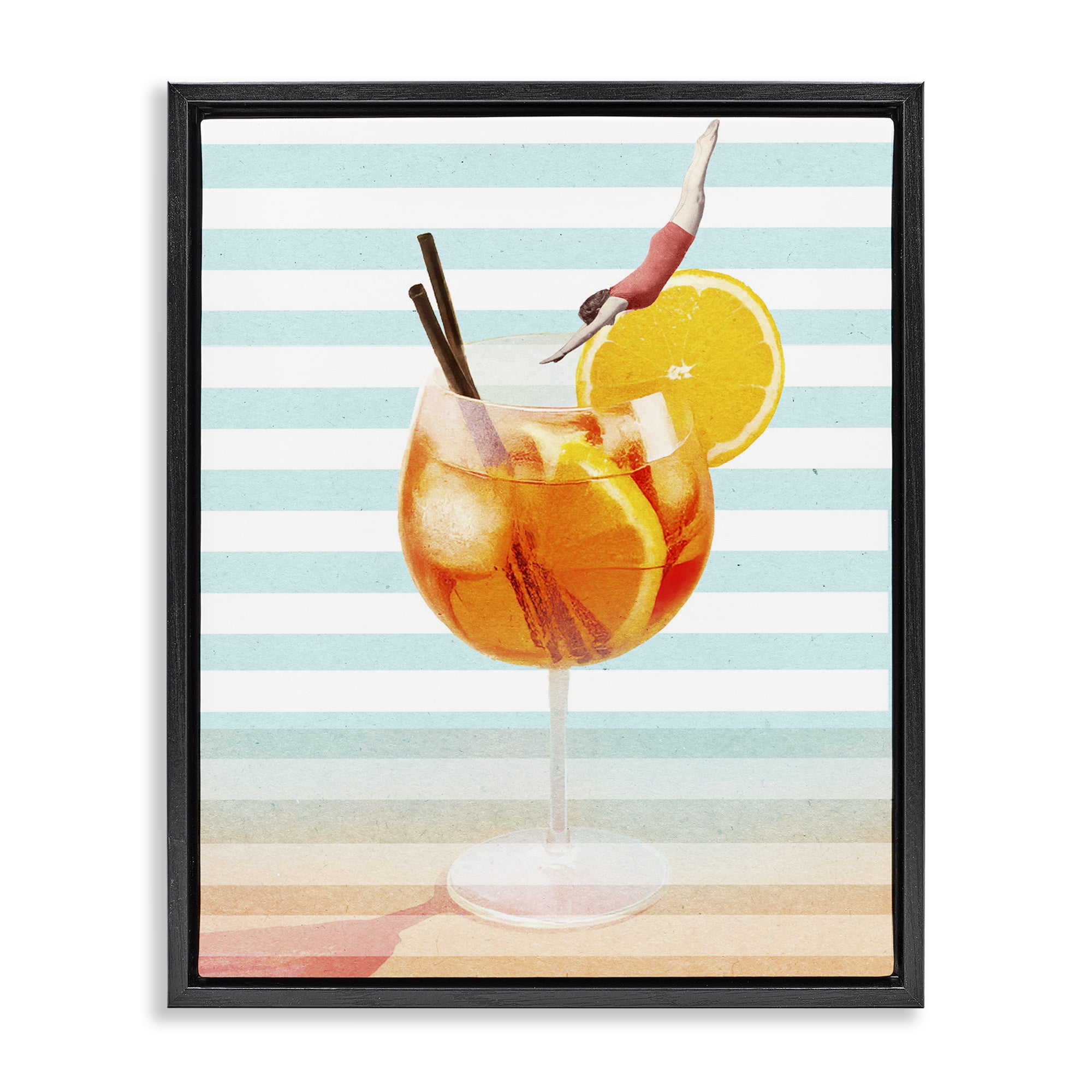 Spritz Cocktail Dive Black Framed Floater Canvas Wall Art, design by Lil' Rue
