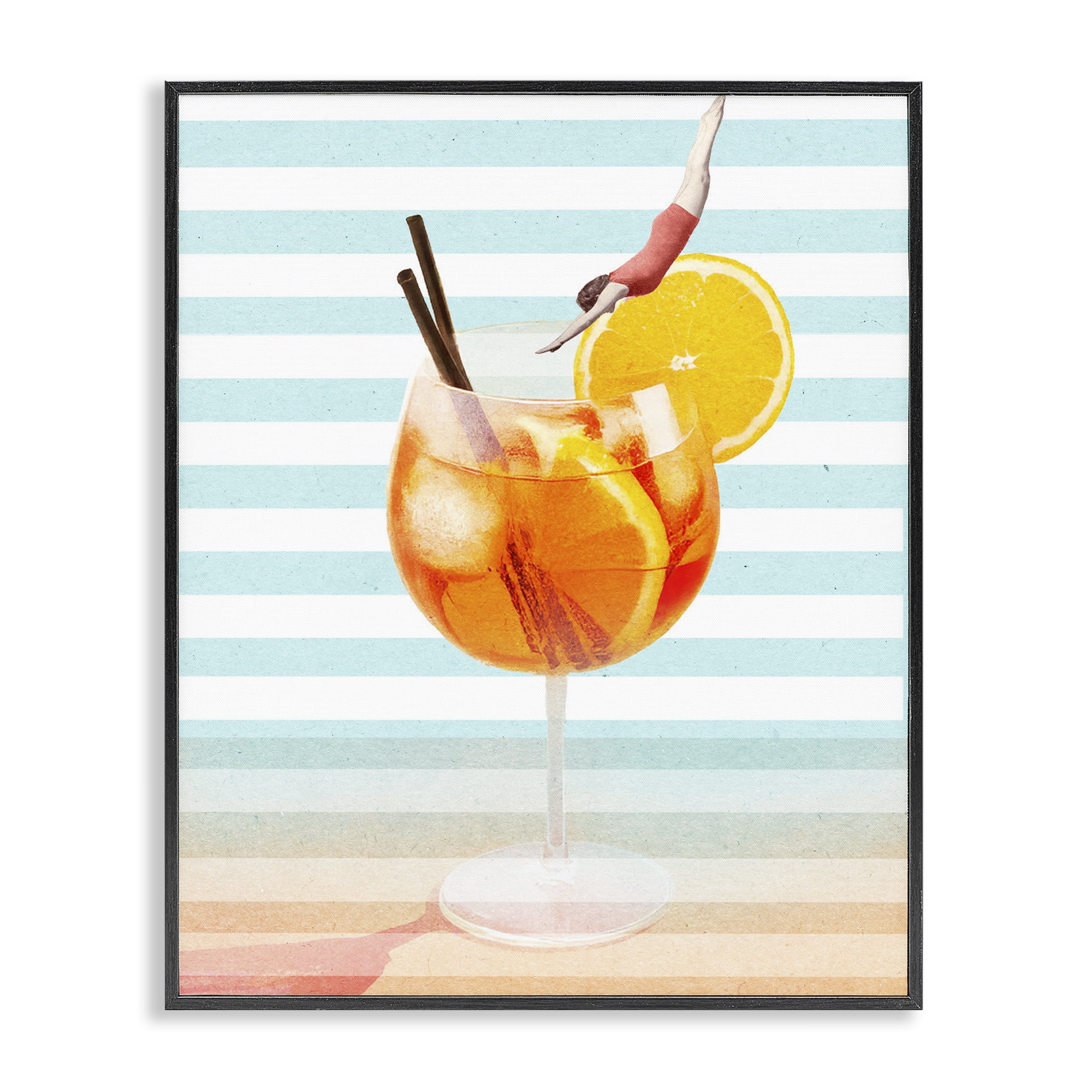 Spritz Cocktail Dive Black Framed Giclee Art, design by Lil' Rue