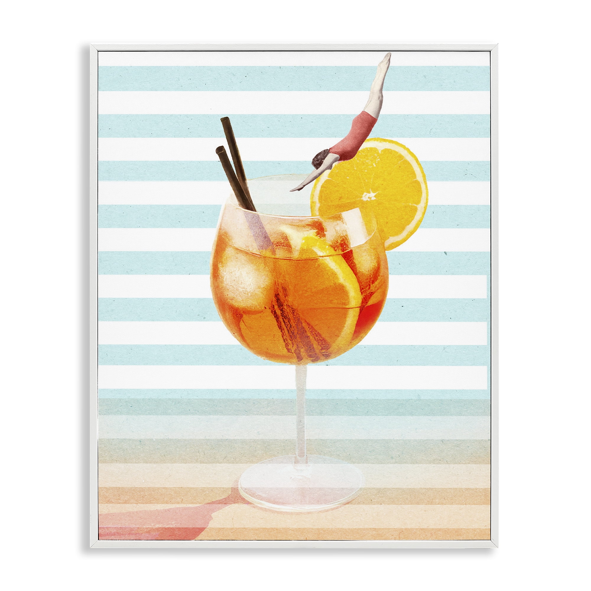 Spritz Cocktail Dive White Framed Giclee Art, design by Lil' Rue