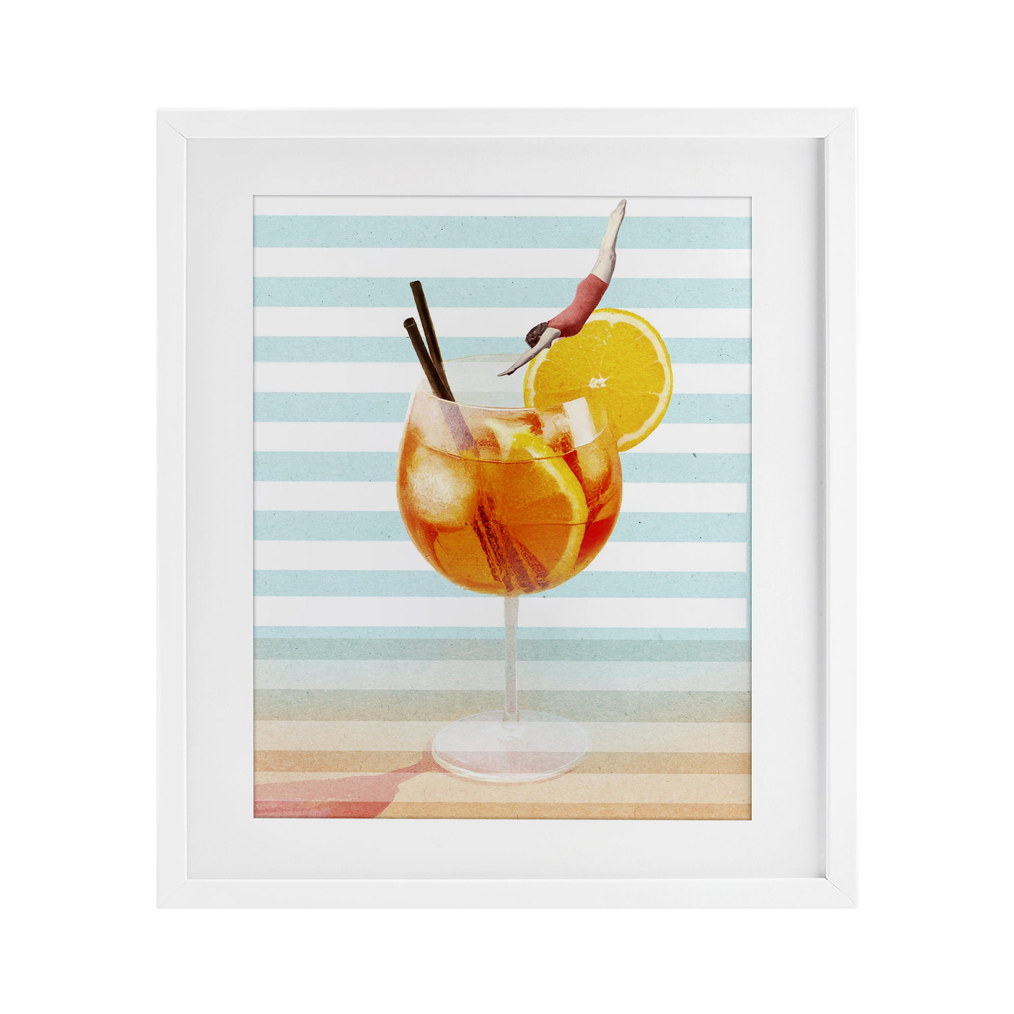 Spritz Cocktail Dive White Framed Print Under Glass, design by Lil' Rue