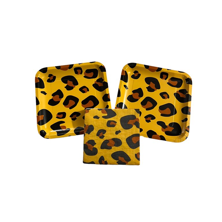 Spritz Leopard Print Paper Plates and Napkins Bundle for 20 Guests