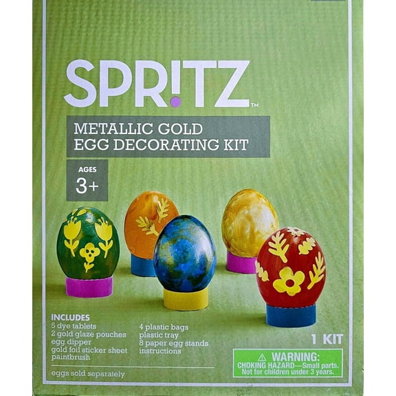 Spritz Metallic Gold Glaze & Foil Sticker Easter Egg Decorating Kit for Ages 3+