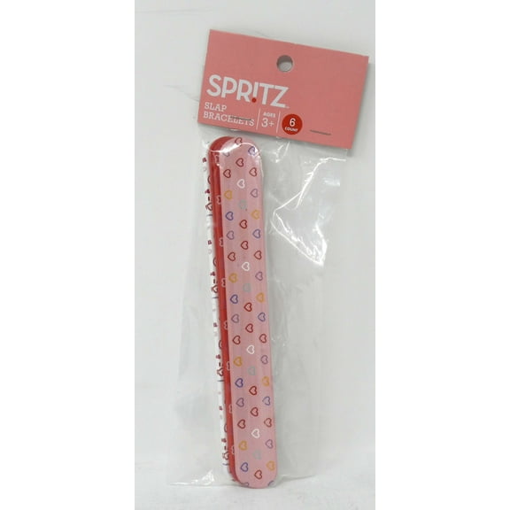 Spritz Multicolor Heart Slap Bracelets 6 Count