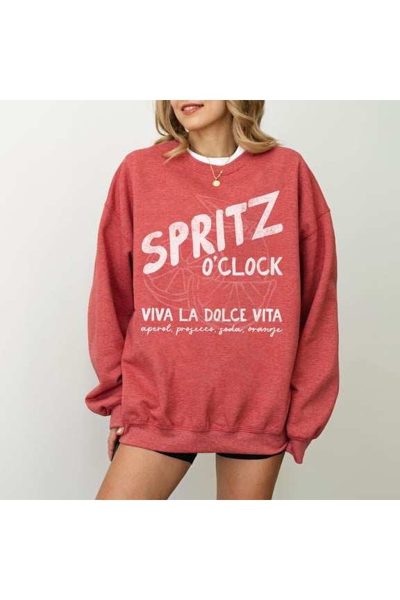 Spritz O Clock Crewneck T-Shirt Retro Style Italian Cocktail Aperitivo Pullover Gift for H