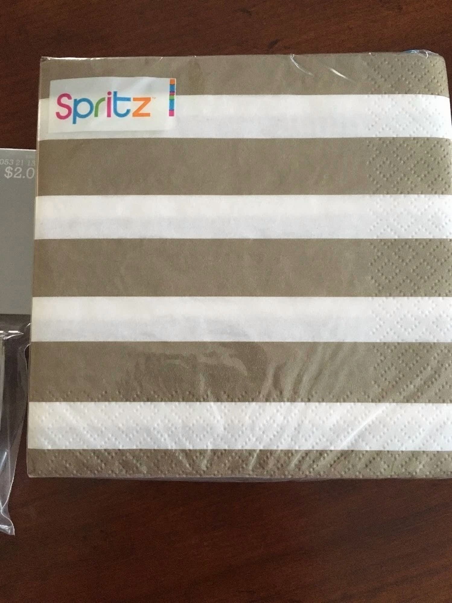 Spritz Target Gold White Stripe Place Card Beverage Cocktail Napkins New Years
