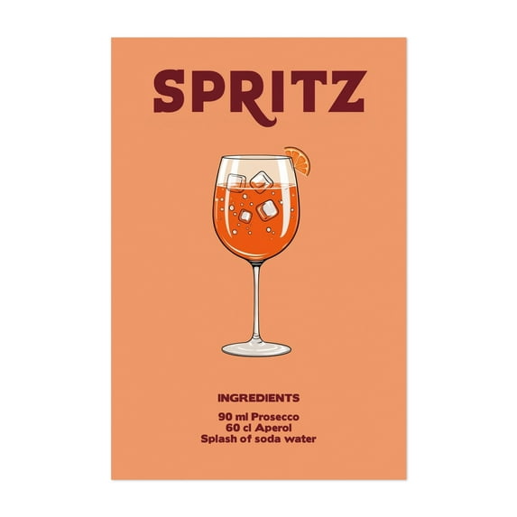 Spritz - Veneto Italy Illustration Cocktail Typography Kitchen Decor Vintage Poster Modern Art Pop Art Bar Unframed Wall Art Print 12 x 18 inches