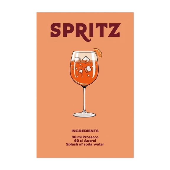 Spritz - Veneto Italy Illustration Cocktail Typography Kitchen Decor Vintage Poster Modern Art Pop Art Bar Unframed Wall Art Print 8 x 12 inches