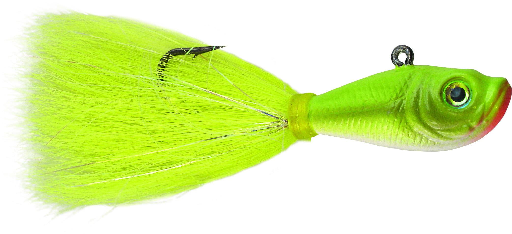 Woody's Fluke Jig Tandem 2 Oz - Testa Jig Banana Con Teaser E Stinger Hook (Chartreuse)