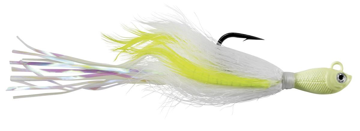SPRO Prime Bucktail Jig 8oz Glow - Gamakatsu Hook Saltwater Fishing Lure For Fluke & Stripers