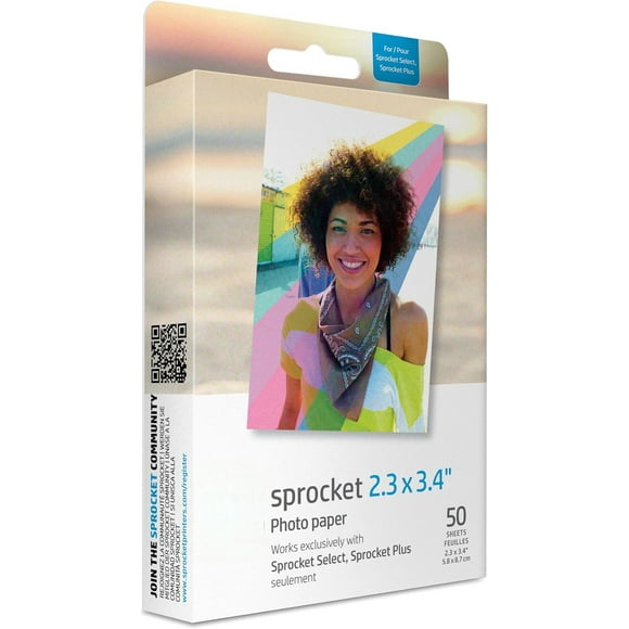 Sprocket 2.3 x 3.4 Premium Instant Zink Sticky Back Photo Paper (50 Sheets) Compatible