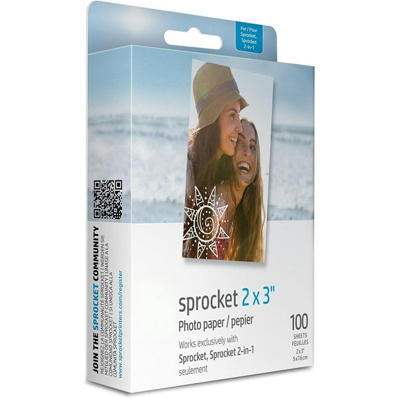 Sprocket 2x3" Premium Zink Sticky Back Photo Paper (100 Sheets) Compatible with HP Sprocket Photo Printers
